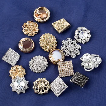 2vnt Metalo lydinio, Aukso, sidabro, stiklo Apvalus deimantas mygtukai drabužis 