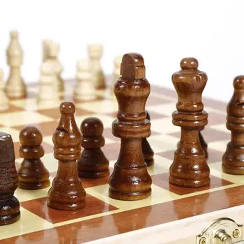 34x34cm Folable Mediniai Tarptautinės Šachmatų Lankstymo Tarptautinės Šachmatų Rinkinį Nešiojamų Šachmatų stalo Žaidimas, skirtas Kelionės, Kelionės Vaikams, Dovanos