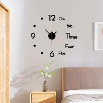 3D Sienų Lipduko Laikrodis Silent Didelis Sieninis Laikrodis 