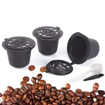 3pcs Pakartotinai Užpildomiems Kavos Kapsules Filtrai Nespresso su Šaukštu ir Teptuku Daugkartiniai Filtrai, Krepšiai Pod Minkštas Skonis 1