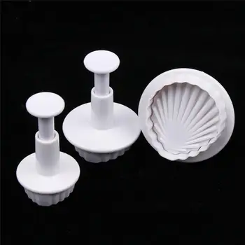 3Pcs/set Garsaus Sea Shell 3D Formos Minkštas Pyragas Pelėsių Įrankiai Bakeware Minkštas Pelėsių Slapukus Cutter Antspaudas Tortas Įrankis Virtuvėje Cookice