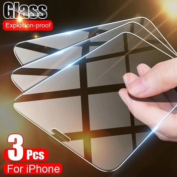3PCS Visiškai Padengti Grūdinto Stiklo iPhone 11 12 Pro XS Max 12 Apsauginis Stiklas 