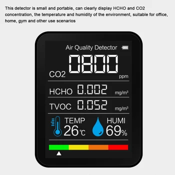 5 in1 CO2 Matuoklis Skaitmeninis Temperatūros ir Drėgmės Jutiklis Testeris Oro Kokybei Stebėti Anglies Dioksido TVOC Formaldehido HCHO Detektorius