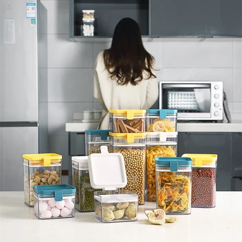 500/1000/1600ml Maisto Saugojimo Konteineris Plastikinis Virtuvės Šaldytuvo, Makaronų Dėžutės Multigrain Bako Skaidrus Sandarios Skardinės