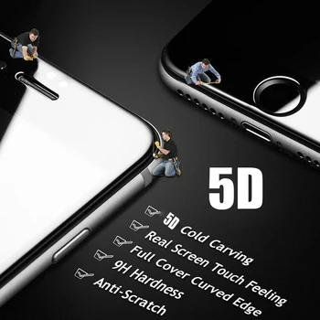 5D Išlenktą Kraštą, Visą Padengti Grūdinto Stiklo iPhone 11 12 Pro Max X XS XR Screen Protector Filmas 