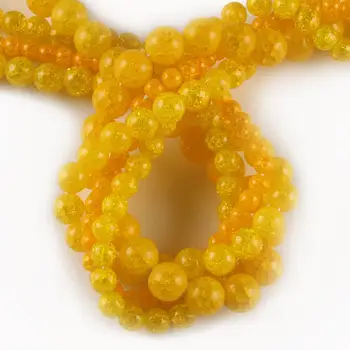 6-12 mm, Natūralus Geltonasis Krekingo Kristalų Apvalių Karoliukų, Skirta 