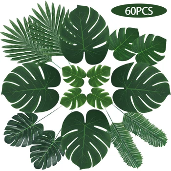 60 Vnt 6 Rūšių Monstera Dirbtinių Palmių Lapų, Tropinių Augalų Dirbtiniais Kyla Havajų Dekoracijos Jungle Beach Temą Lentelė