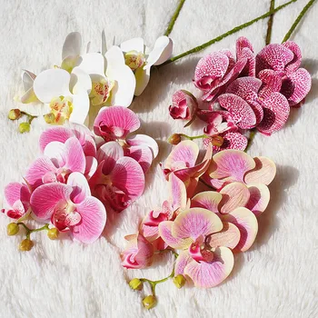 6Heads/filialo nekilnojamojo liesti plastiko, Dirbtinės Gėlės Orchid netikrą Drugelis Drugelis Orchidėjų Namų lentelė, Vestuvių Dekoravimas flores