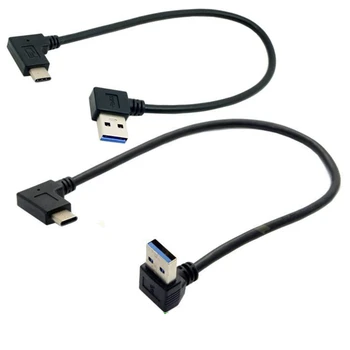 90 Laipsnių USB C Kabelis USB 3.0 USB C Tipo Kairysis / Dešinysis Kampas Duomenų Sync & Charge Laidas USB-C Konverteris Adapteris dvigubai kampu