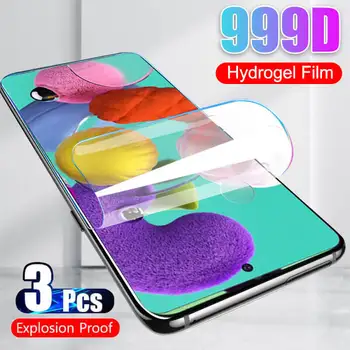 999D 3Pcs Samsung Galaxy A51 A31 A41 A71 A01 Core A30s A50 Apsauginis Stiklas Hidrogelio Filmas Apie Samsun 51 Screen Protector, 3D
