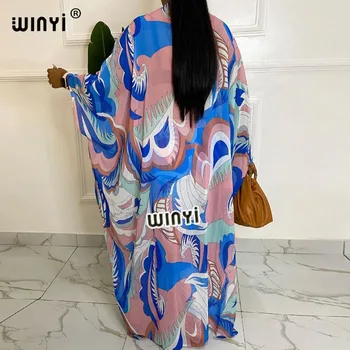 AFRIKOS Mados Bloggers Rekomenduojame Populiarus spausdinti Šilko Kaftan Maxi suknelės Prarasti Vasaros Paplūdimio Bohemijos kaftan ilga suknelė lady