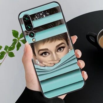 Audrey Hepburn Telefoną atveju Huawei P Mate P10 P20 30 P40 10 20 Smart Z Pro Lite 2019 juodas minkštas viršelis silikoniniu Dėklu mados