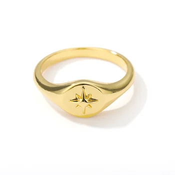 Aukso Piršto-Žiedas, Nerūdijančio Plieno, Populiarus Logotipas North Star Žiedai Moterims, Vyrams Ins Derliaus Turas Moterų Pora, Žiedas, Papuošalų BFF