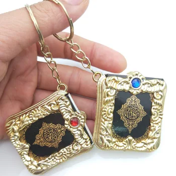 Aukso Spalvos Mini Arabų Koraną, Islamo Keychain Dievas Nekilnojamojo Knygą Gali Skaityti Pakabukas Paketų Prižiūrėtojų Raktinę Mados Religinių Juvelyrikos