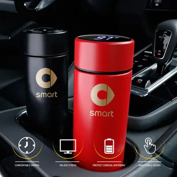 Automobilių Stiliaus Smart LED Temperatūros Displėjus Puodelis Termosas 500Ml Kelionės Sporto Buteliai Su Logo, Smart Fortwo Forfour 453 451 450