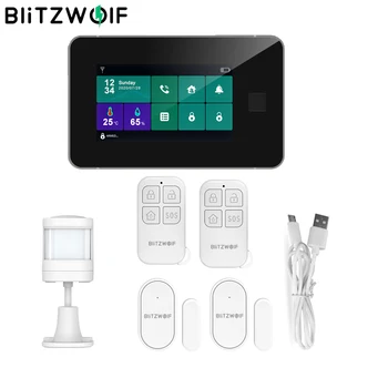 BlitzWolf BW-IS20 Belaidžio 433Mhz 2G GSM Wifi Smart Home Apsaugos Signalizacijos Sistema Rinkiniai 4.3 Colių pirštų Atspaudų Atrakinti jutiklinį Ekraną Priimančiosios