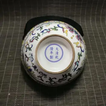 Boutique Qianlong metinė esmaltado riqueza y flores, cuenco de kinija antigva de phlum Penh
