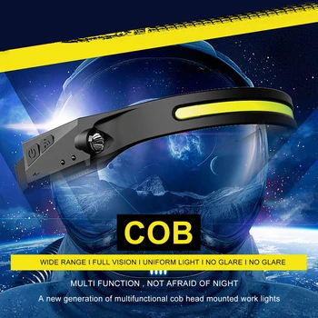 COB LED Indukcijos Jojimo Žibintai Žibintuvėlis USB Įkrovimo Vandeniui Kempingas priekinis žibintas su Visais Požiūriais Medžioklės Šviesos