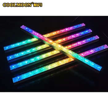 COOLMOON Kristalų RGB LED Juostelės ARGB švelnios Šviesos Kabelio 5V3Pin AURA Vandens Aušintuvas Užsakymą MOD Važiuoklės Magnetinio Lempos PC Apdaila