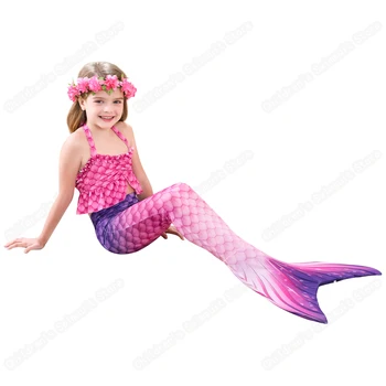 Cosfans Mergaičių Vasaros Undinėlės Uodega maudymosi kostiumėlį Vaikų Cosplay Kostiumu Komiksų Paroda Princesė Suknelė Undinė Bikini 3PCS