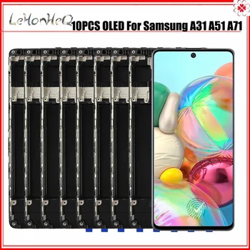 Daug 10 Vienetų LCD Su pirštų Atspaudų Samsung Galaxy A31 A71 A51 Ekranas Jutiklinis Ekranas OLED Asamblėjos Rėmo LCD A315 A515F A715