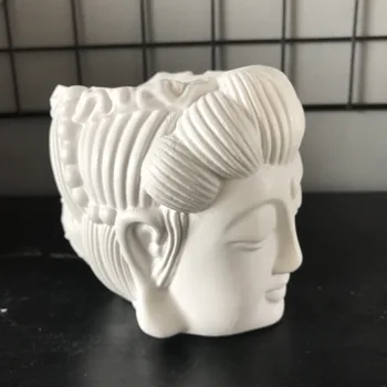 Dervos Tinkas Mergina Vaza Maker 3D Buda Galvos Molio Silikono Puodą Formų Betono Vazonas Sodinamoji Pelėsių