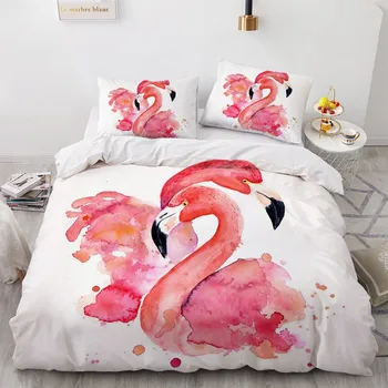 Flamingo Paprasta Patalynės Komplektai 3D Antklodė Antklodė Padengti Nustatyti Šalikas Patalynė Užvalkalas Karalius ir Karalienė Visą Dvigubai 200x200cm Dydis