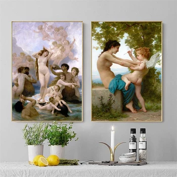 Garsaus Prancūzijos Naujas Klasikinio William Adolphe Bouguereau Daina Angelai Drobės Pianting Plakatai ir Spausdina Sienos Meno Nuotrauką