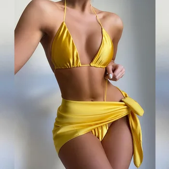 Glamm Lady 2021 3 Gabalus Seksualus Paplūdimio Moterų Bikini Maudymosi Kostiumėlis Moterims, Mini Diržas Bikini Komplektas Bather Plaukimo Paplūdimio Maudymosi Kostiumas