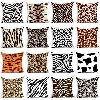 Gyvūnų Spausdinti Mesti Pagalvės užvalkalą Tigras, Leopardas Zebra Karvė Gyvatė Pagalvėlių Apvalkalus Namų Sofos, Kėdės, Dekoratyviniai pagalvių Užvalkalai