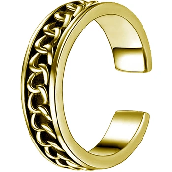 Hip-Hop nerūdijančio plieno vyrų žiedas Susuktų Kubos juoda aukso grandinės žiedų, Reguliuojamas Moterų Piršto žiedą pora vestuvių Trejybės jewe