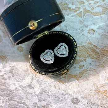 Huitan Prabangus Visiškai Kubinis Cirkonis Širdies Auskarai Vestuvių Vestuvių, Sužadėtuvių Priedai Blizga bižuterijos Moterų Ausies Žiedas