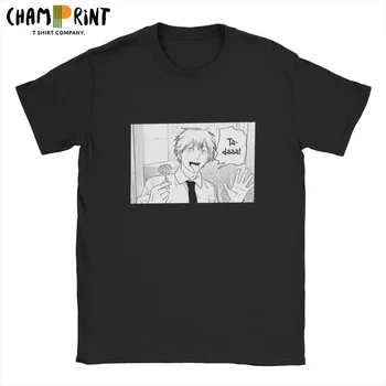 Humoro Denji Su Gėlių T-Marškinėliai Vyrams, Apvalios Apykaklės T Shirts Pjūklą Vyras Manga Velnias Anime Trumpas Rankovės Marškinėliai, Originalus Viršūnės
