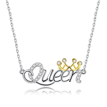 INALIS Karoliai Moterų S925 Sterling Silver Queen Laišką Nepriklausomo Karoliai Dėvėti Golden Crown Draugei, Dovanos Fine Jewelry
