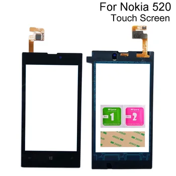 Jutiklinis Ekranas Stiklas Nokia Lumia 520 525 N520 N525 Touch Panel Ekrano Jutiklis skaitmeninis keitiklis Išorinės Stiklo Objektyvas Įrankiai, 3M Klijai