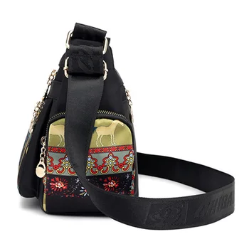 Kaimo stiliaus gėlių pečių maišą Europos ir Amerikos stilius derliaus crossbody maišelį Moterų mados vandeniui nailono krepšys