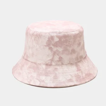 Kaklaraištis Dažų Spausdinti Paplūdimio Panama Moterų Mados Žvejys Plačios Skrybėlės Kraštų Streetwear Atsitiktinis Saulės Bžūp Vėjo, Saulės Kibirą Kepurės Kepurės