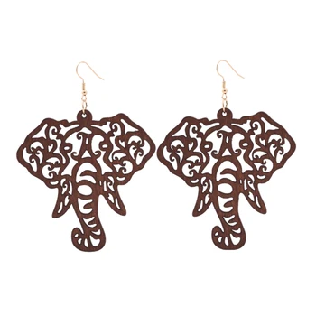 Kharisma Indijos etninės stiliaus medienos dramblys pakabukas auskarai moterims, tuščiaviduriai, iš meno paprasta papuošalai moteris, medinis dramblys earing