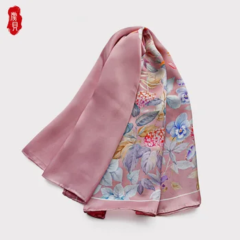 Kinų stiliaus Ilgas šalikas moterims natūralaus šilko satino šalikai mados karšto parduoti Prekės foulard lady skara motina ar žmona dovanos