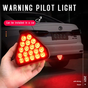 LED Automobilių Stabdžių Uodegos Šviesos Trikampis Raudona Lemputė, Atbulinės Flash Įspėjimo Rūko žibintai Anti-susidūrimo Automobilis Signalo Lemputė Universalūs Priedai