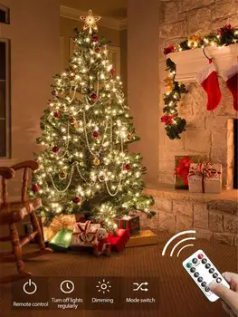 LED Styginių Šviesos Sidabro Vielos Pasakų Šiltai Balta Girlianda Namuose Kalėdų Vestuves Apdailos Galingumo Bateriją Tešlą USB Juostelės