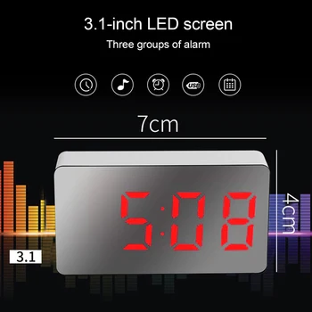 LED Veidrodėliai Skaitmeninis Laikrodis, Žadintuvas Atidėti Stalo Laikrodis Pabusti Išjungti Kalendoriaus Pritemdomi Elektroninių Darbalaukio Laikrodžius, Namų Puošybai