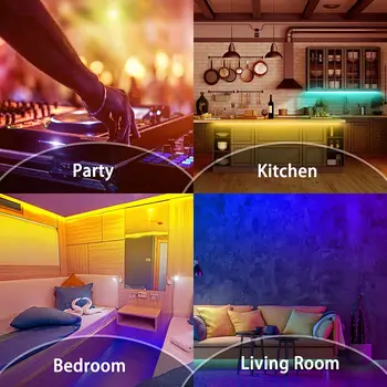LED šviesos juostelės 5M 16.4 kojų 5050 lankstus spalva keičiasi 44 klavišą kontrolės tinka namų ir virtuvės ir vidaus apdaila