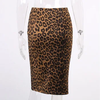 Leopardas Spausdinti Padalinta Moterų Mini Sijonai Aukšto Juosmens Užtrauktukas Slim Moterų Sijonas 2021 Seksualus Streetwear Paprastas Atsitiktinis Ponios Dugnas