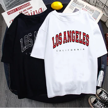 Los Andželo raidžių Vasaros trumparankoviai moteriški marškinėliai prarasti Harajuku Amerikos spausdinti albumą prašmatnus Ulzzang atsitiktinis moterų clothin