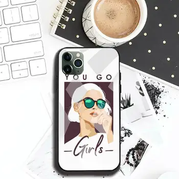 Mados derliaus mergina minimalistinio meno Telefono dėklas Grūdintas Stiklas iPhone 12 pro max mini 11 Pro XR XS MAX 8 X 7 6S 6 Plus SE