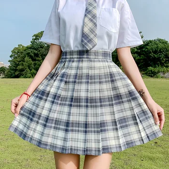 Mados Moters Mini Sijonai Harajuku Cosplay Mielas Kawaii Sijonai Mergaitėms Aukšto Juosmens Pledas Klostuotas Sijonas Vasaros Lolita Uniformos