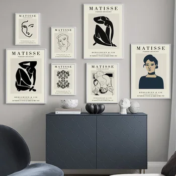 Matisse Abstrakčiai Juoda Balta Kūno Linijos Mergaitė Šiaurės Derliaus Plakatas Sienos Menas Spausdinti Drobės Tapybos Dekoro Nuotraukų Kambarį
