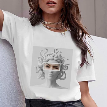 Medusa Art Grafikos Spausdinimo Moterims Palaidinės 2020 Naujas Vasaros Mados Vintage Marškinėliai Harajuku Estetinės Korėjos Atsitiktinis Baltos Viršūnės Blusas