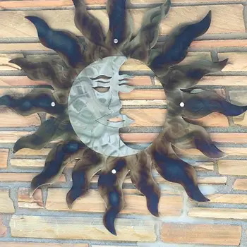 Metalinės Sienos Meno Sun Moon Statula Kabinti Ornamentas, Papuošimas Saulės Dekoratyvinės Statulėlės, Namų Dekoro Priedai